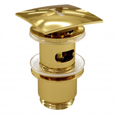 Донный клапан WasserKRAFT A168 Push-up, с квадратной накладкой, золото глянцевое
