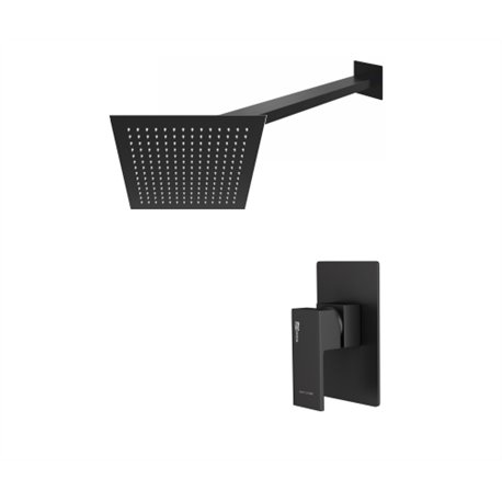 Встраиваемый комплект для душа WasserKraft Abens А20219 с квадратным верхним душем, черный матовый