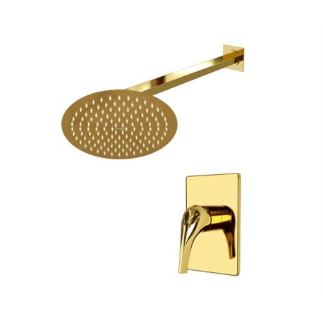 Встраиваемый комплект для душа WasserKraft Sauer А71183 с круглым верхним душем, золото глянец